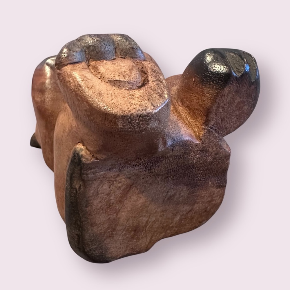 Hand-Carved Wooden Sitting Cat Figurine - Brown & Black Home Decor 8" Tall - Picture 7 of 9